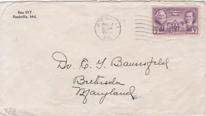1936 USA cover sent from Rockville MD to Bethesda MD - Picture 1 of 2
