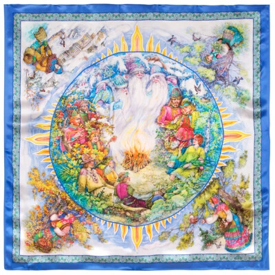 PAVLOVO POSAD 100% SILK  "12 months" SCARF ( size: 35'' x 35'') - Image 1 of 2