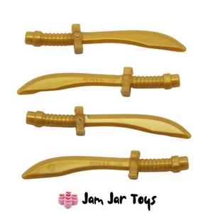 LEGO Sword Saber Curved Blade Pearl Gold Weapon 4 x NEW W37 - Picture 1 of 3