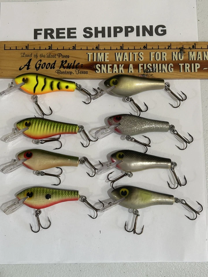 LOT OF 8 Vintage Poe's RC 1 Rick Clunn 1900 Series Cedar Wood Crankbaits NICE - Image 1 of 4