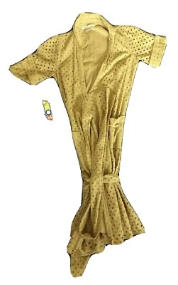 RARE DIANE VON FURSTENBERG Cotton Square Cut Out Wrap Dress Sz 4 Gold Women EUC  - Image 1 of 4