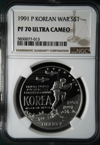 1991-P S1$ Korean-War-Commemorative-Silver-Dollar NGC PF-70 Ultra-Cameo Top-Pop Cover