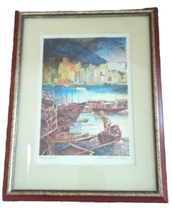 John Speirs, Lithographie, "Romantischste Städte der Welt", Hongkong, 80er, Vintage Kunst - Bild 1 von 9