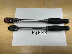 Snap-on Tools NEW 2PC 3/8 Drive Dark Titanium Soft Grip Flex & Fixed Ratchet Set - Picture 1 of 12