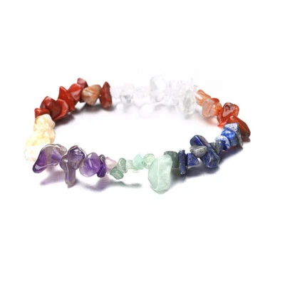 Chakra Armband Trommelstein Edelsteine - Splitter Flexibel TOP Steine 7 Chakren - Bild 1 von 2