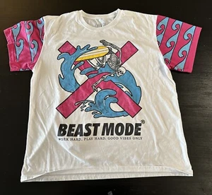 Fresh Laundry 2XL White Surfing Skeleton Waves BEAST MODE T shirt - Picture 1 of 5