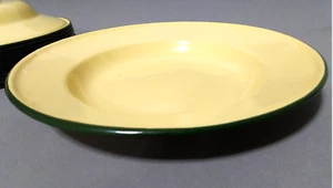 8 inches enamel Plates camping round dishes enamelware Yellow bowl dinner NB - Picture 1 of 7