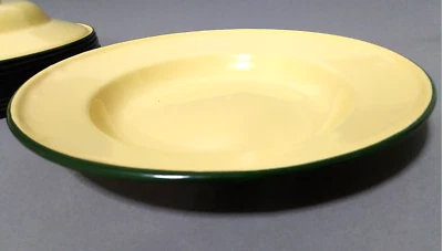 8 inches enamel Plates camping round dishes enamelware Yellow bowl dinner NB - Image 1 of 4