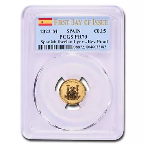 2022-M Spain 1/10 oz Gold Lynx Doubloon PR-70 PCGS (FDI) - Picture 1 of 3