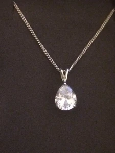 Simply Silver 925 Sterling Silver Chain / Necklace with Solitare CZ Diamond - Picture 1 of 11