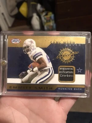 2002 Pacific Bobble Heads Update Game Worn Jersey Patch Gold Emmitt Smith - Image 1 of 2