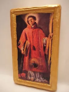 Saint Lawrence San Lorenzo Rare Roman Catholic Religious Icon Art on Real Wood - Picture 1 of 7