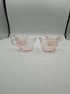 Set of 4 Vintage Pink Depression glass teacup coffee cup No Chips Or Cracks - Picture 1 of 4