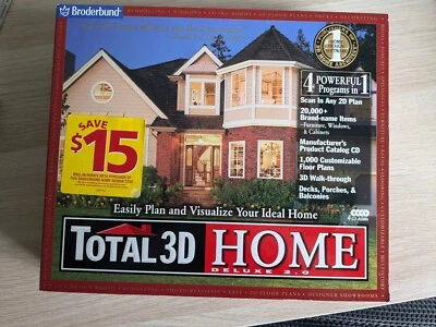 Broderbund Total 3D Home Deluxe 2.0 Viewing Design, Remodeling, Decorating NIB - Image 1 of 4