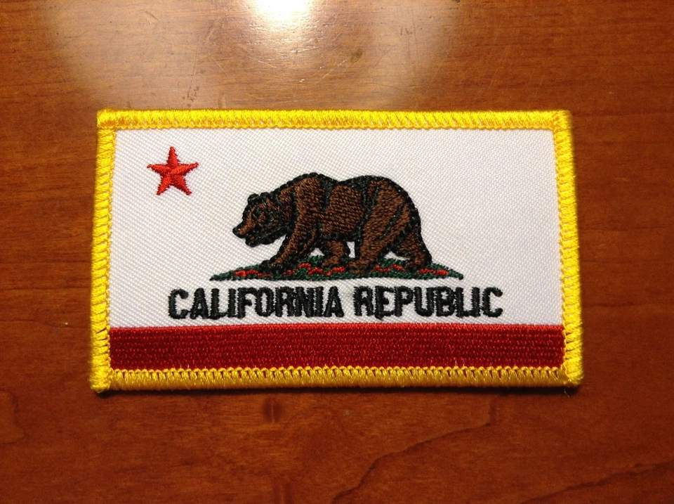 California State Flag Embroidered Motorcycle Biker Patch 2" x 3.5"  Made in USA - Image 1 of 1