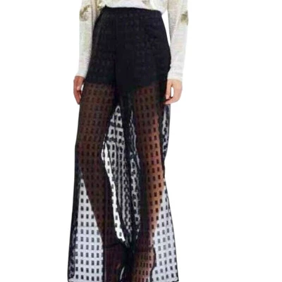 Sass & Bide Black Sheer Split Wide Leg Pants Size 10 Cut & Run - Image 1 of 4