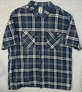 Dickies Work Wear Plaid Short Sleeve Button Down Shirt Mens 3XL Blue Casual - Picture 1 of 13