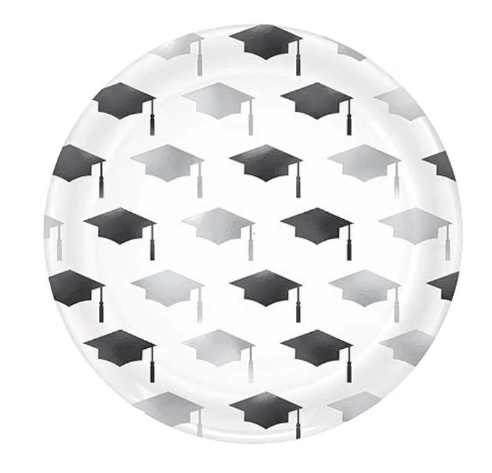 Монохромные бумажные тарелки для буфета с узором крышки класса — 10 шт. / 10 дюймов - Изображение 1 из 1