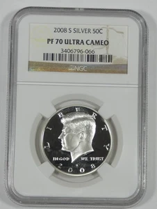 2008-S Kennedy Silver Half Dollar CERTIFIED NGC PROOF 70 ULTRA CAMEO - Picture 1 of 4