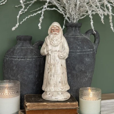 Ragon House 11.5" Santa in White with Silver Glitter