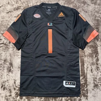Camiseta deportiva para hombre talla pequeña Adidas #1 Miami Hurricanes Premier Strategy HC1589 ACC Foto 1 de 4