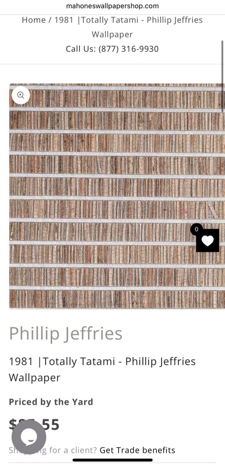 Papel pintado Phillip Jeffries 1981 Totally Tatami Oolong Sheen Grasscloth 8 YDS Foto 1 de 4