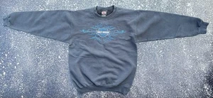 2005 Harley Davidson Blue Flame Tribal Graphic Crewneck Dragon Sweatshirt Small - Picture 1 of 7