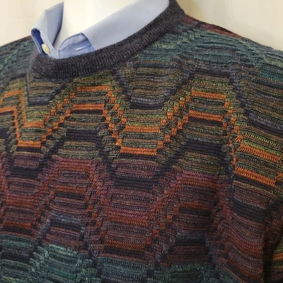 Tricots St. Raphael sweater mens XXL tall turquoise pure merino wool VTG Uruguay - Image 1 of 4