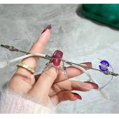 Gafas presbicias antiazules HD para mujer, gafas de lectura sin montura con luz antiazul Foto 1 de 4