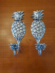 Pewter Candle Pineapple Wall Sconce Thailand 10" high - Picture 1 of 6