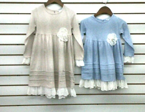 Toddler Girls & Girls Just Blanks Blue or Tan Lace Dresses Sizes 2-8 - Picture 1 of 7