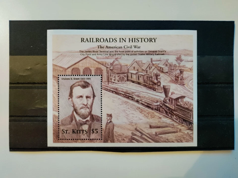 1985 St.Kitts Souvenir Sheet (Civil War-Grant-R/R),MNH,OG - Image 1 of 1