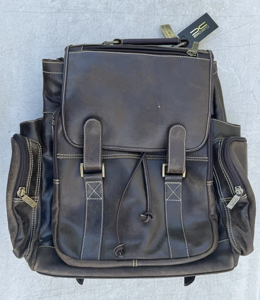 Claire Chase Sierra Uptown Brown Leather Rucksack Backpack Bag Case New w/ Tags - Image 1 of 4
