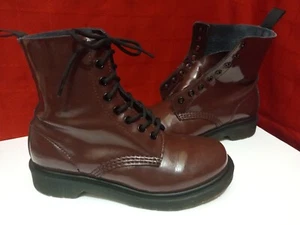Dr Martens 1460 Pascal Dark Red Wine Patent Leather 8 Eye Boots Women's US 6 - Picture 1 of 14