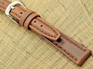 NOS Vintage Hadley Roma Brown Leather Silver Tone Buckle Watch Band 12mm Unused - Picture 1 of 6