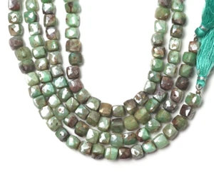 Natural Bio Chrysoprase Beads 8 Inch Strand 7 MM Beads Faceted Cube Shape Beads - Picture 1 of 5