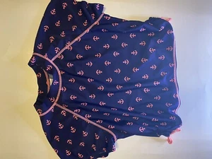 girls cat and Jack swim top xL 14/16 blue pink anchors - Picture 1 of 2