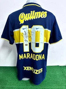 JUNIORS MARADONA REPLICA AUTOGRAPHED NO MATCH WORN MOUTH JERSEY T-SHIRT COA - Picture 1 of 8
