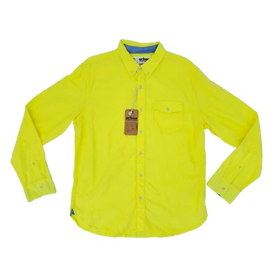 Camisa grande Urban Pipeline para hombre manga larga surf amarilla 1 bolsillo abotonada NUEVA Foto 1 de 4
