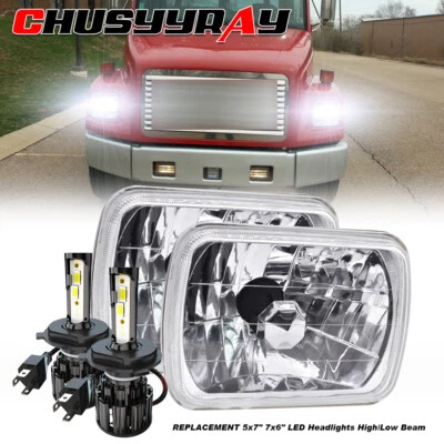 for Freightliner FL50 FL60 FL70 FL80 MT35 MT45 7x6''5x7 LED Headlight DRL Hi-Lo - Image 1 of 4