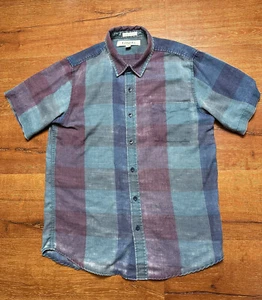 Vintage Ezekiel Button Up Shirt Mens M Short Sleeve Colorblock Plaid VTG Skate - Picture 1 of 10