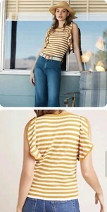 Anthropologie Damen senf gestreift Jillian Flatter ärmelloses Top Größe M - Bild 1 von 11