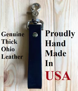 Genuine Thick Ohio Leather Keychain Proudly HANDMADE IN USA Will Last For Ages - Picture 1 of 2