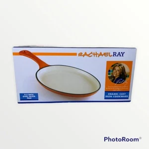 RACHEL RAY Enamel coated Cast Iron  Oval Fajita Skillet Single serving Fry Pan  - Picture 1 of 4