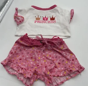 Pijama corona Build A Bear Princess PJs conjunto de sueño rosa y blanco - Imagen 1 de 7