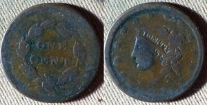 Braided Hair Large Cent : (1839-57) One Cent As Is IRTM1775 - Picture 1 of 1