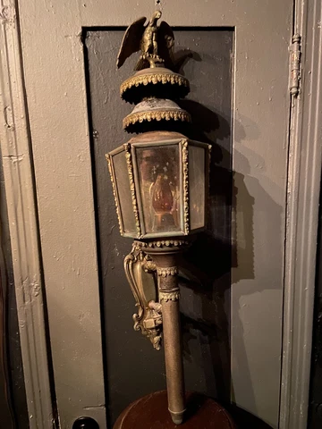 Antique Porch Wall Mount Sconce American Eagle Metal Glass Cover