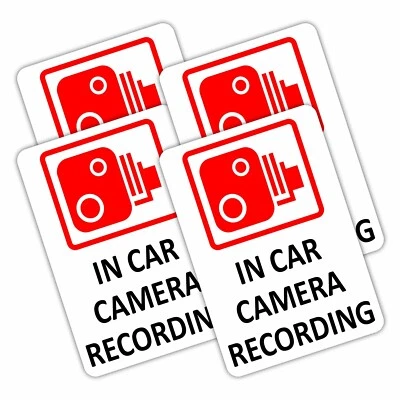 4 x In Car Camera Recording Stickers CCTV Security Sign Van Car Truck Taxi Cab - Image 1 of 4