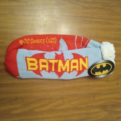 NEW Batman Slipper Socks Non Slip Sherpa Lined Unisex  (8 1/2"  Footbed)  Blue - Image 1 of 4