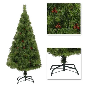 Bushy Green Artificial Christmas Tree Berries Xmas Home Decorations 4ft to 7ft - Picture 1 of 19
